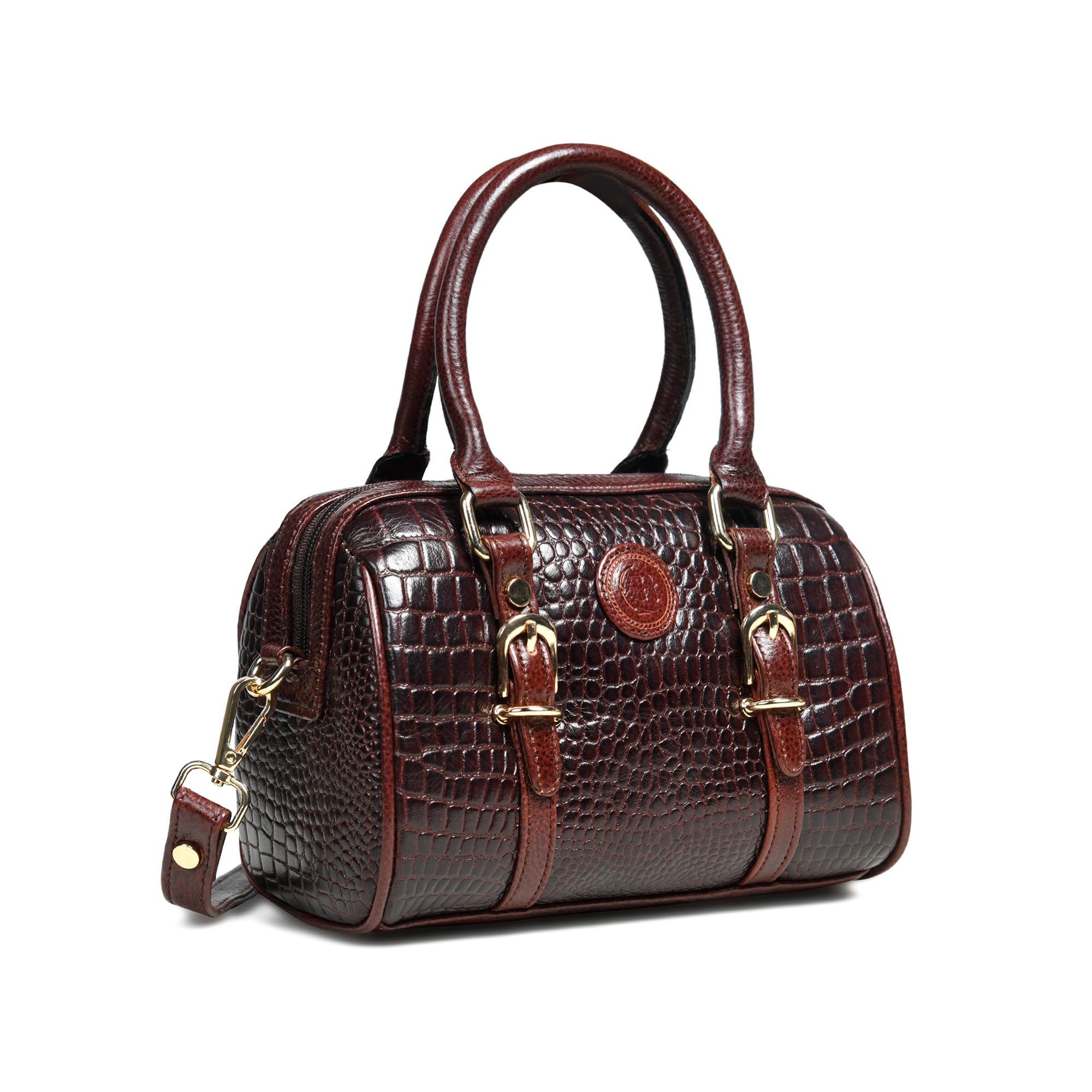 Emerald Luxe Croc Satchel - Tan Colour